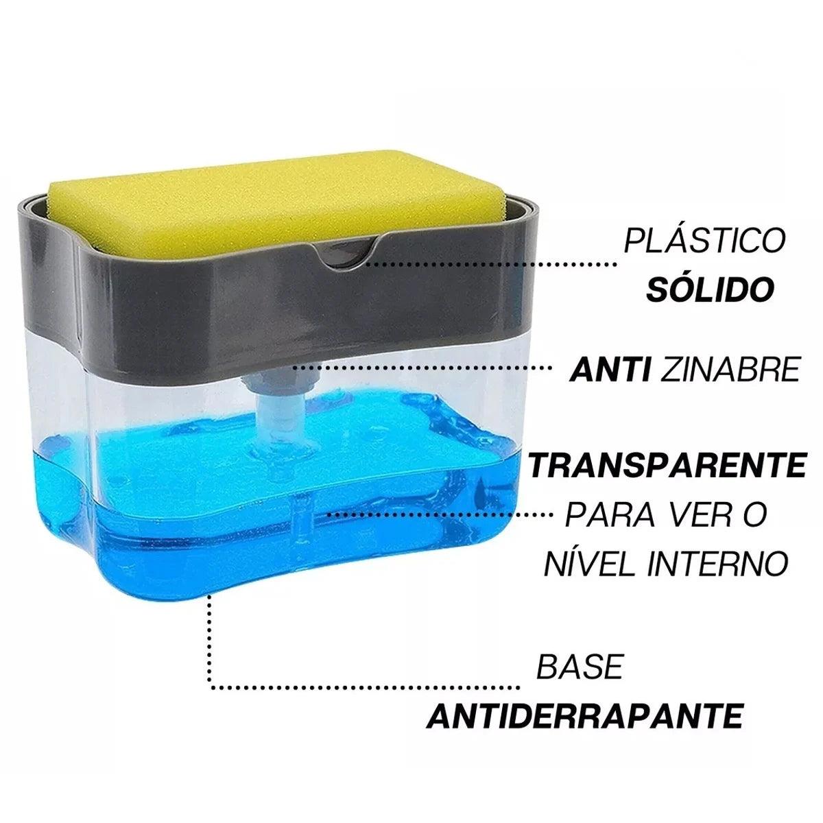 Dispenser de Sabão 2 em 1 com Suporte para Detergente e Esponja