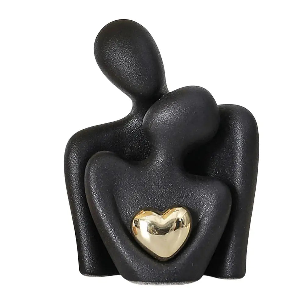 Escultura Abstrata Casal Cerâmica Decorativa