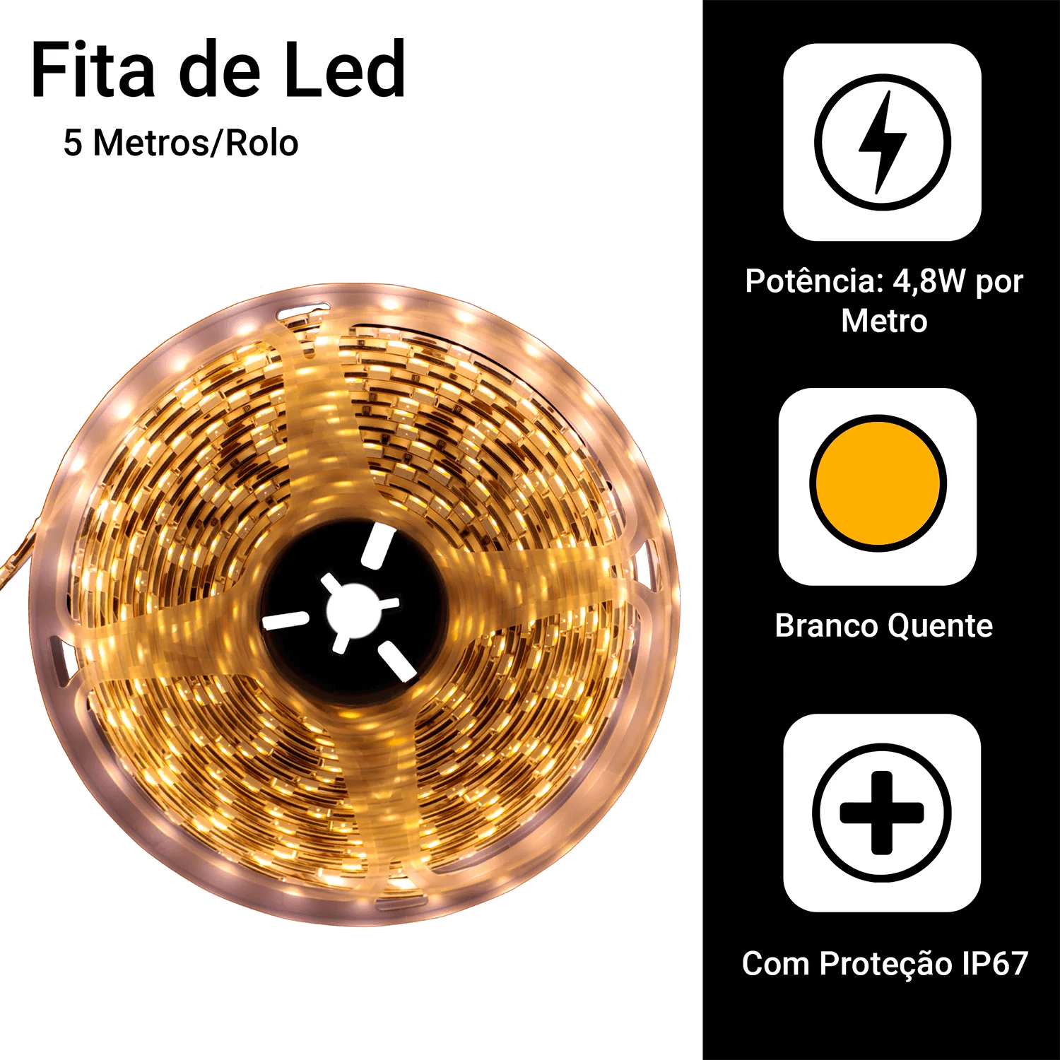 Ilumine com Elegância: Fita LED Branco Quente 5m