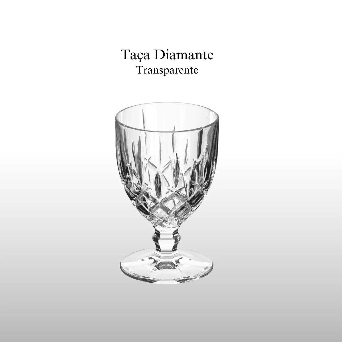 Conjunto de 6 Taças Diamond de Vidro com Design Bico de Jaca