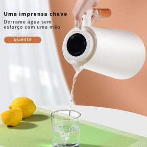 Garrafa Térmica 1L Com Termômetro LED e Cabo de Madeira