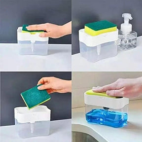 Dispenser de Sabão 2 em 1 com Suporte para Detergente e Esponja