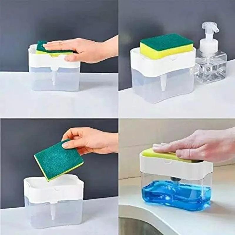 Dispenser de Sabão 2 em 1 com Suporte para Detergente e Esponja