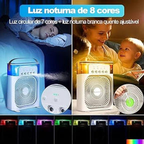 Mini Ar-Condicionado 3 em 1 com RGB e Umidificador