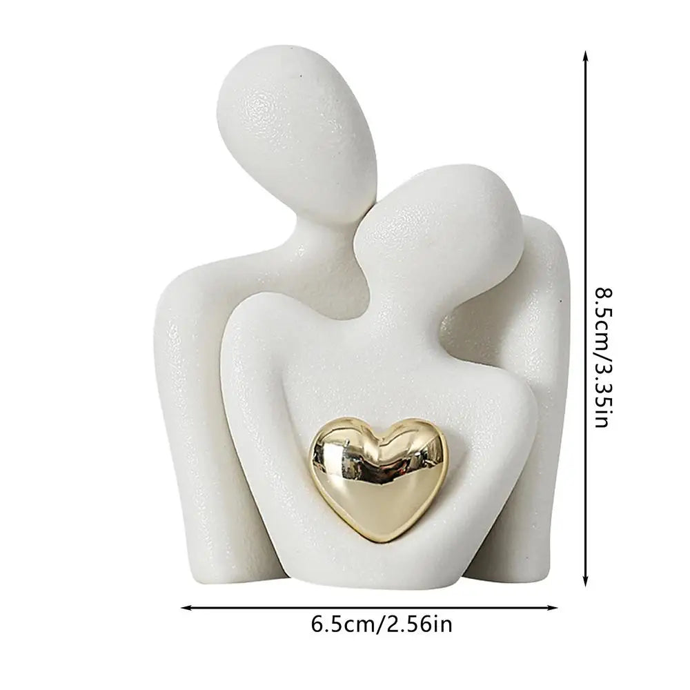 Escultura Abstrata Casal Cerâmica Decorativa