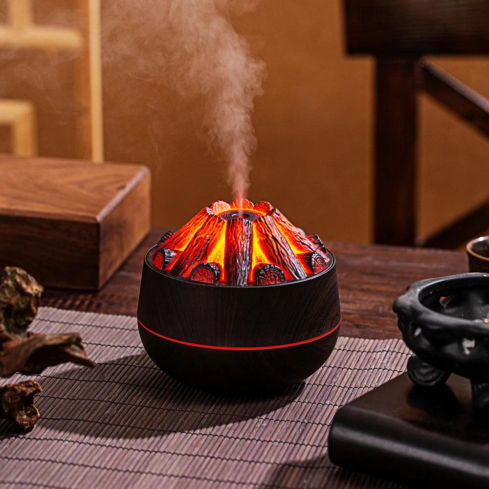 Neblina Flamejante: Umidificador Decorativo com Luz e Efeito de Fogueira