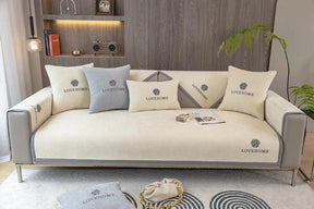 Capa de Sofá Luxuosa em Chenille Bordado, Moderna, Antiderrapante e Versátil.