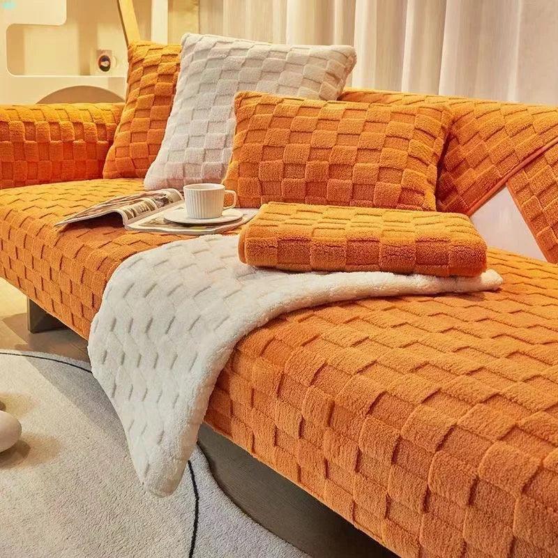 Capas de Veludo Luxuosas e Antiderrapantes. Conforto e Elegância para sua Sala de Estar!