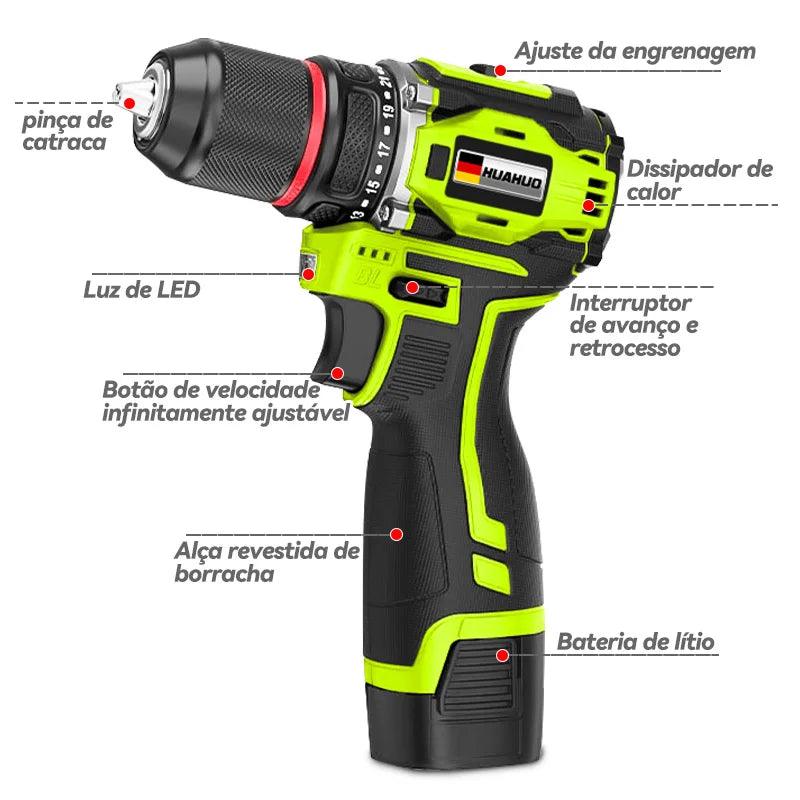 Parafusadeira 21V com 2 Baterias e Carregador – Potência e Praticidade para Acabamentos Profissionais