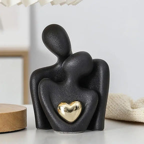 Escultura Abstrata Casal Cerâmica Decorativa
