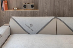 Capa de Sofá Luxuosa em Chenille Bordado, Moderna, Antiderrapante e Versátil.