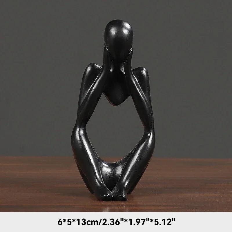Estátua Abstrata O Pensador em Areia. Escultura Decorativa Estilo Nórdico