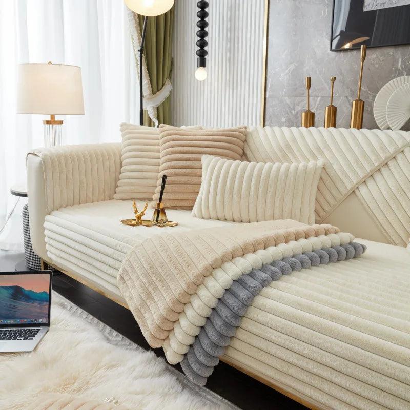 Toalha Acolchoada Antiderrapante para Sofá - Conforto Luxuoso para Sofás em L ou Seccionais