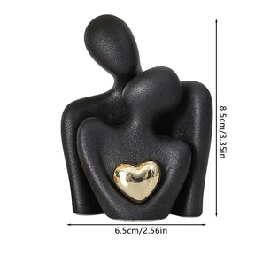 Escultura Abstrata Casal Cerâmica Decorativa