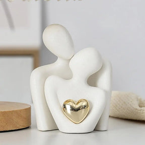 Escultura Abstrata Casal Cerâmica Decorativa