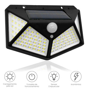 Kit com 5 Luminárias Solares 100 LEDs - Ilumine Suas Áreas Externas com Praticidade