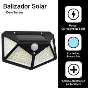 Kit com 5 Luminárias Solares 100 LEDs - Ilumine Suas Áreas Externas com Praticidade